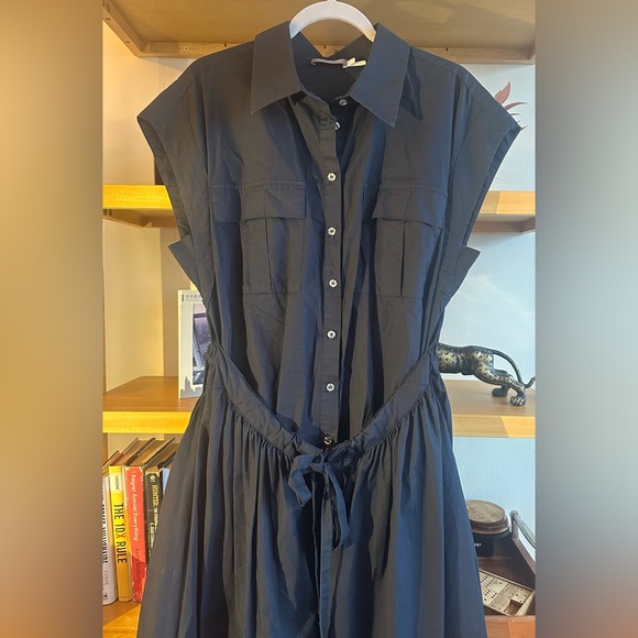 Mint Velvet Cotton Navy Blue Midi Shirt Dress - size 12 - Picture 9 of 13
